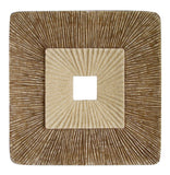 19" X 19" X 2.5" Brown Concave Square Double Layer Ribbed  Wall Plaque - Homeroots