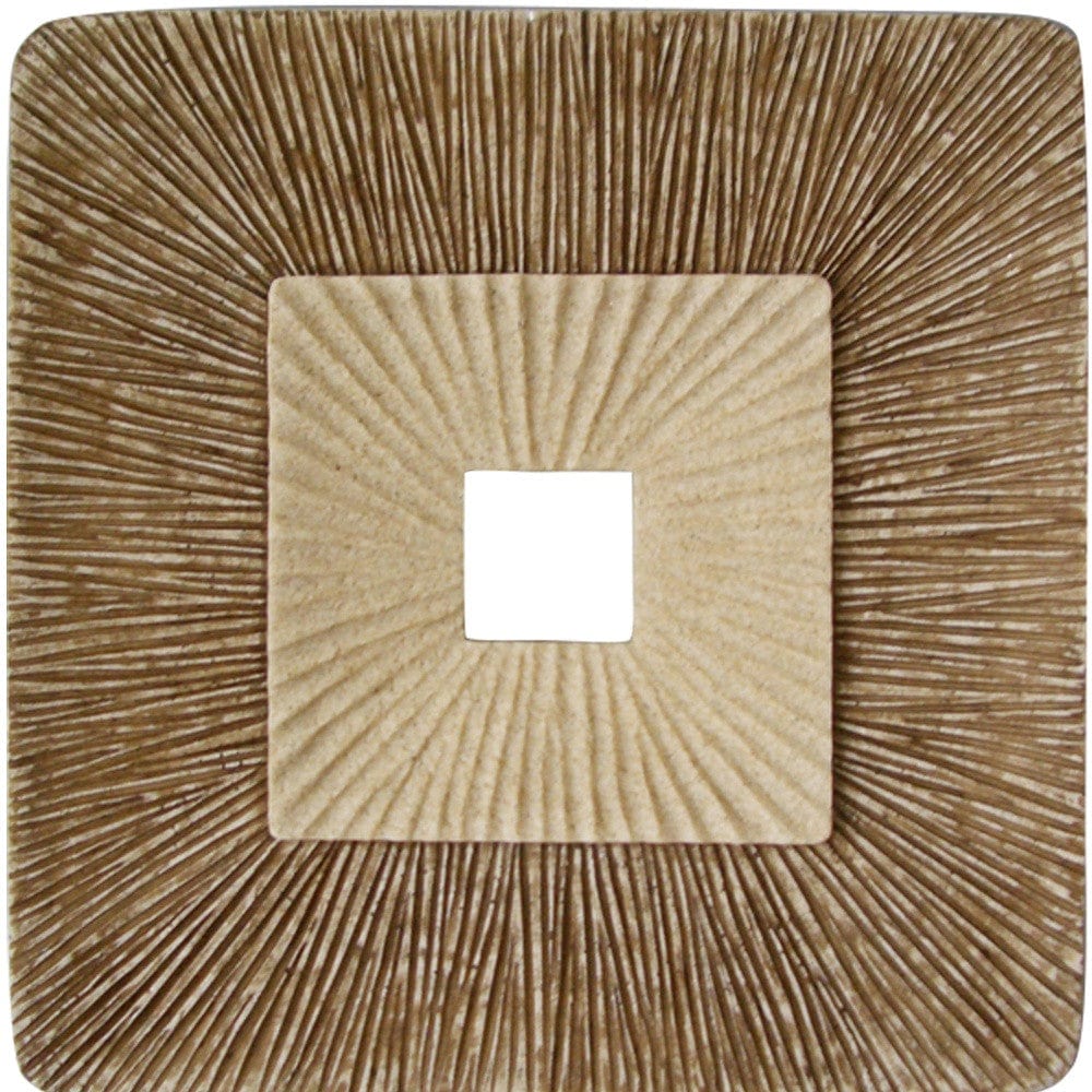 19" X 19" X 2.5" Brown Concave Square Double Layer Ribbed Wall Plaque - Homeroots - Flyclothing LLC