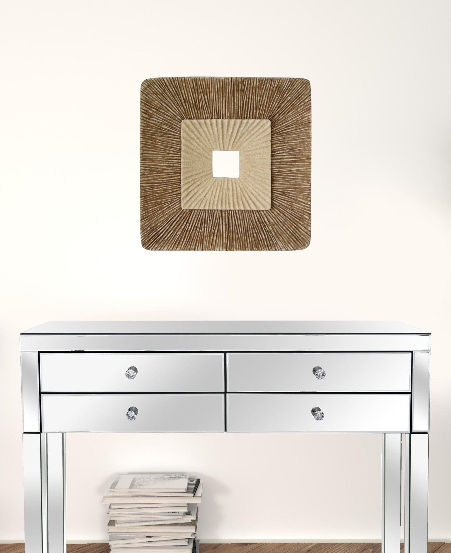 19" X 19" X 2.5" Brown Concave Square Double Layer Ribbed Wall Plaque - Homeroots - Flyclothing LLC