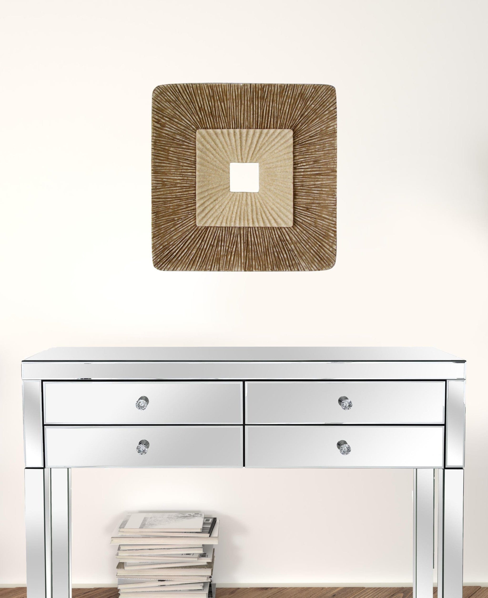 19" X 19" X 2.5" Brown Concave Square Double Layer Ribbed Wall Plaque - Homeroots - Flyclothing LLC