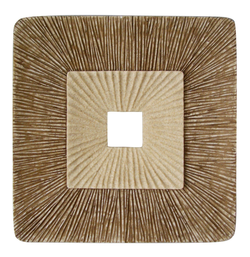 26" X 26" X 2" Brown Concave Square Double Layer Ribbed  Wall Plaque - Homeroots