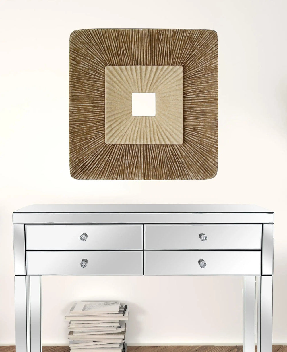 26" X 26" X 2" Brown Concave Square Double Layer Ribbed Wall Plaque - Homeroots - Flyclothing LLC