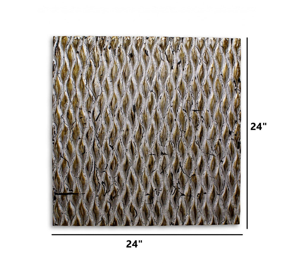 24" X 24" X 1" Raw Wood Look Silver Finish Square Wall Art Medium - Homeroots - Flyclothing LLC