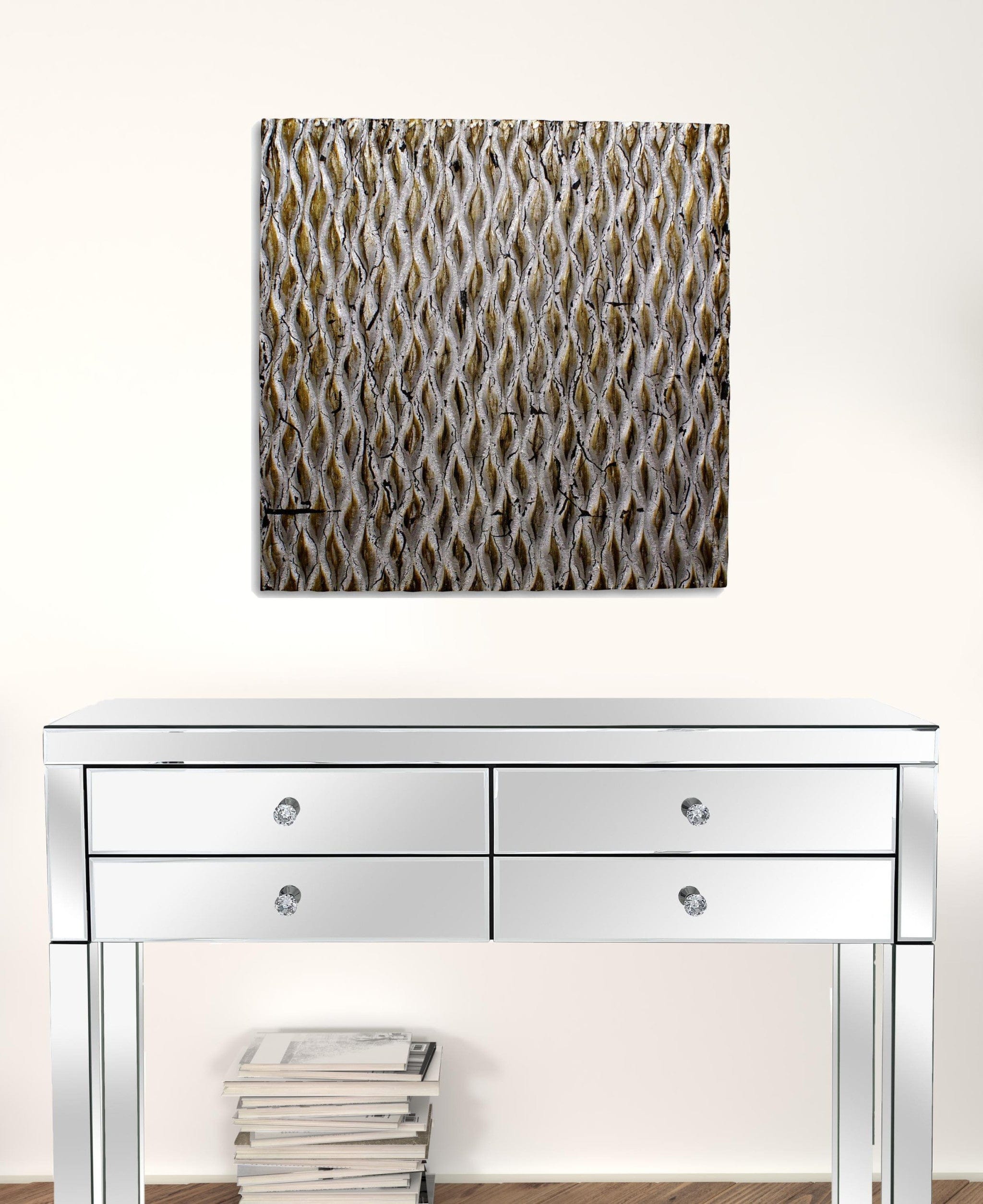 24" X 24" X 1" Raw Wood Look Silver Finish Square Wall Art Medium - Homeroots - Flyclothing LLC