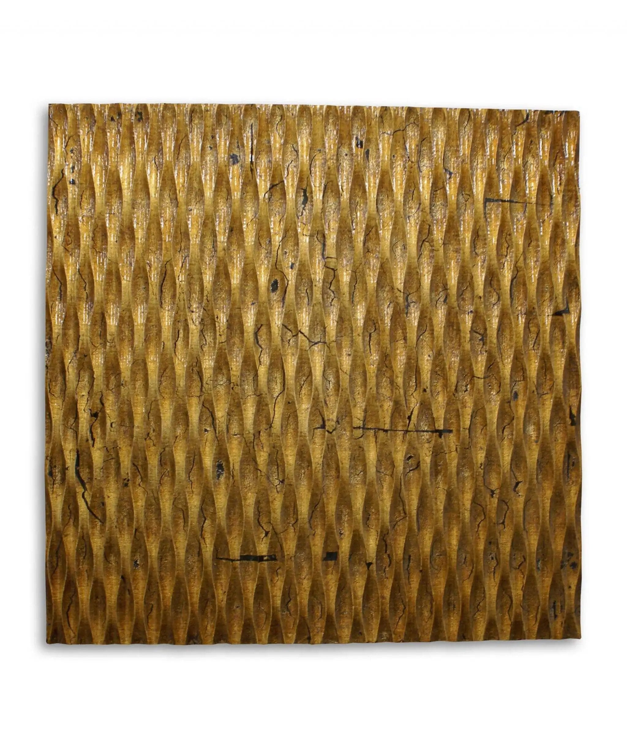 1 x 24 x 24 Gold Metallic Ridge - Wall Art Wood Wall Art - Homeroots - Flyclothing LLC
