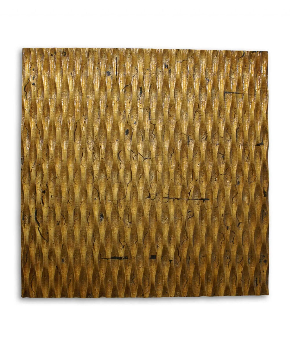 1 x 24 x 24 Gold Metallic Ridge - Wall Art Wood Wall Art - Homeroots - Flyclothing LLC
