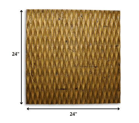 1 x 24 x 24 Gold Metallic Ridge - Wall Art Wood Wall Art - Homeroots - Flyclothing LLC