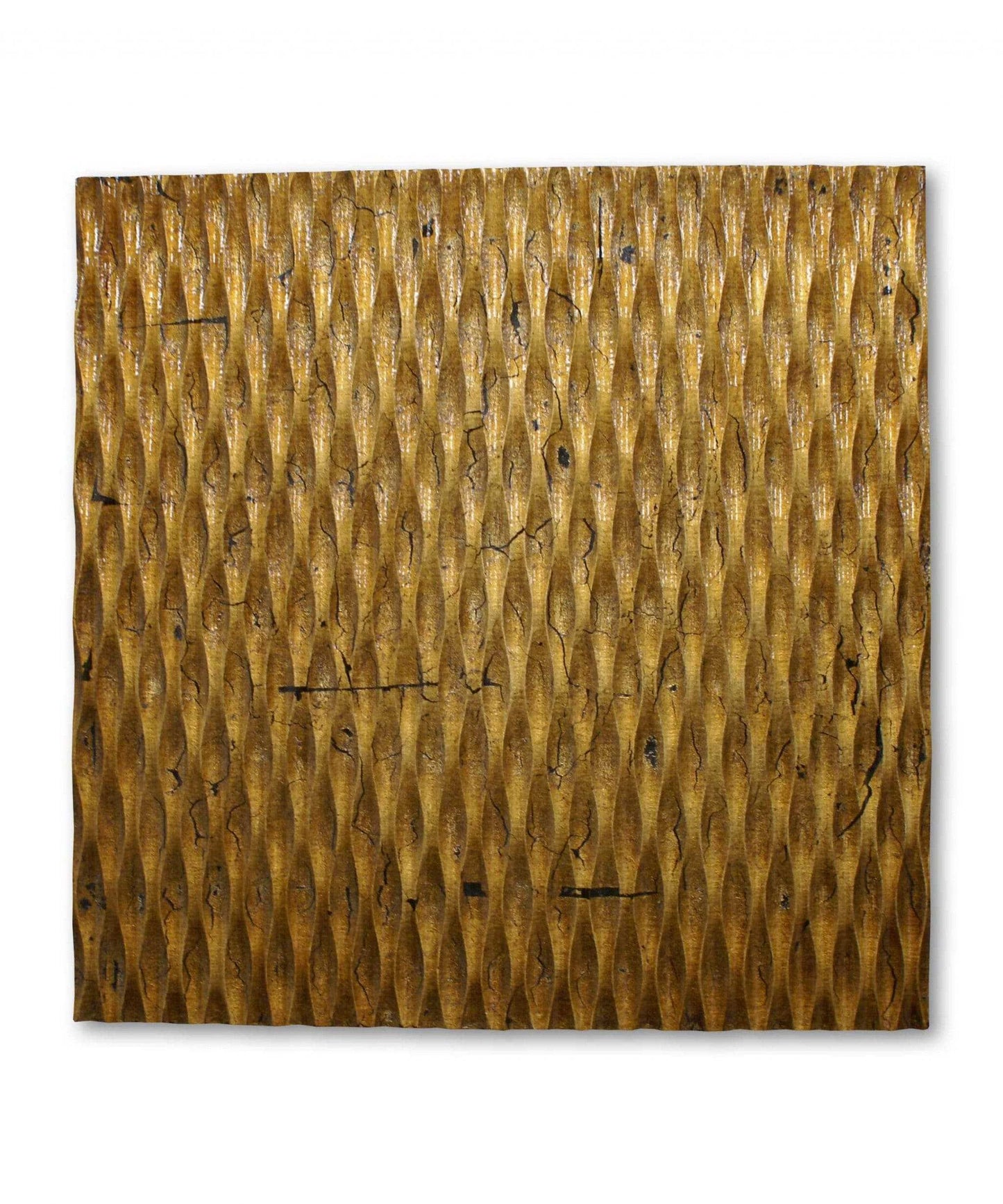 1 x 24 x 24 Gold Metallic Ridge - Wall Art Wood Wall Art - Homeroots - Flyclothing LLC