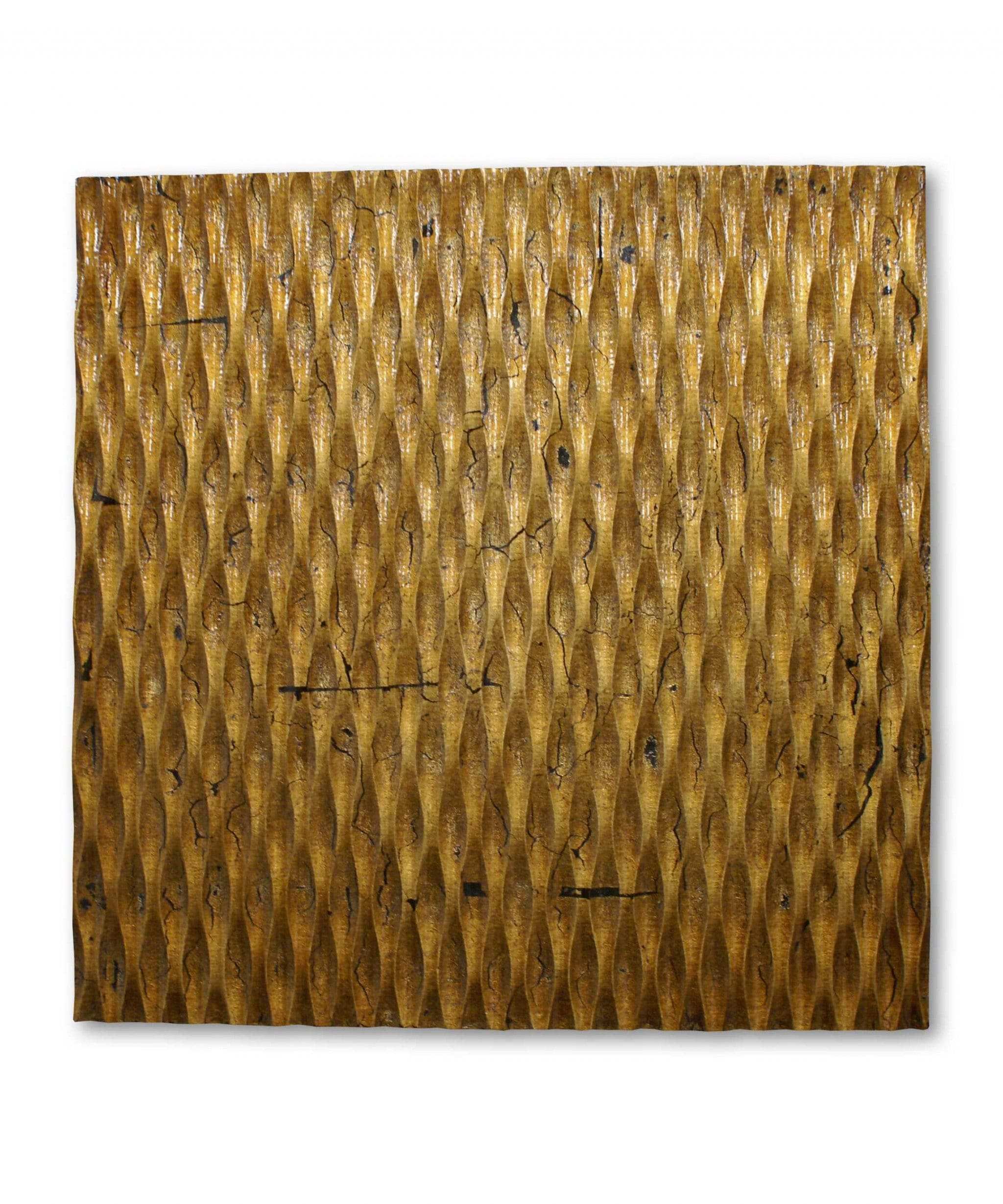 1 x 24 x 24 Gold Metallic Ridge - Wall Art Wood Wall Art - Homeroots - Flyclothing LLC