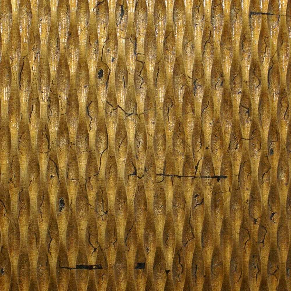 1 x 24 x 24 Gold Metallic Ridge - Wall Art Wood Wall Art - Homeroots - Flyclothing LLC