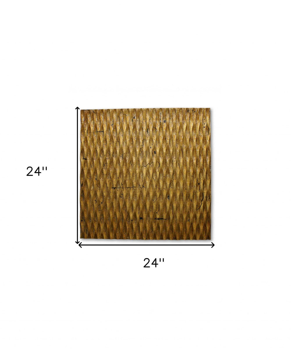 1 x 24 x 24 Gold Metallic Ridge - Wall Art Wood Wall Art - Homeroots - Flyclothing LLC