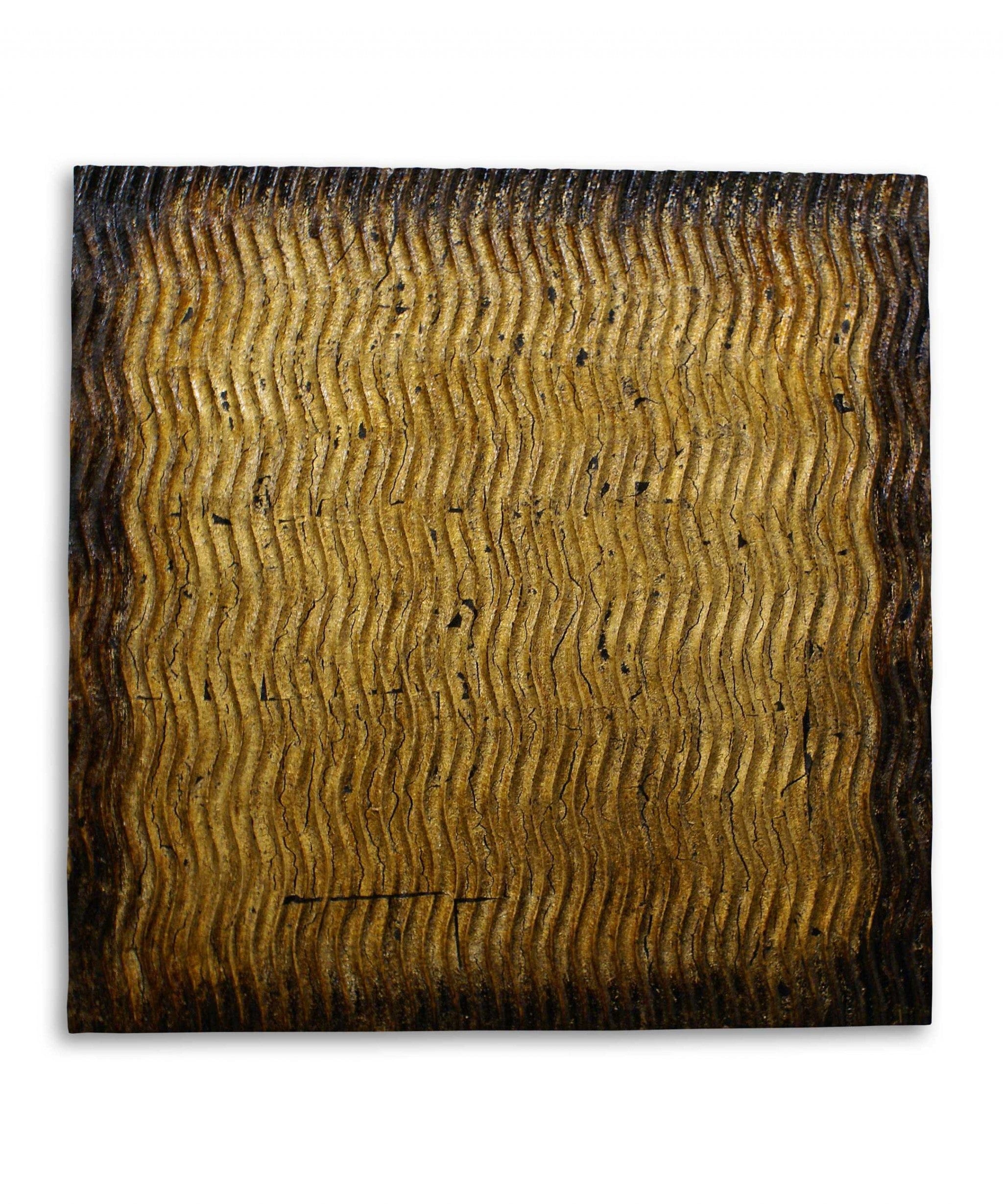 24" X 24" X 1" Raw Wood Look Gold Finish Square Wall Art Medium - Homeroots - Flyclothing LLC