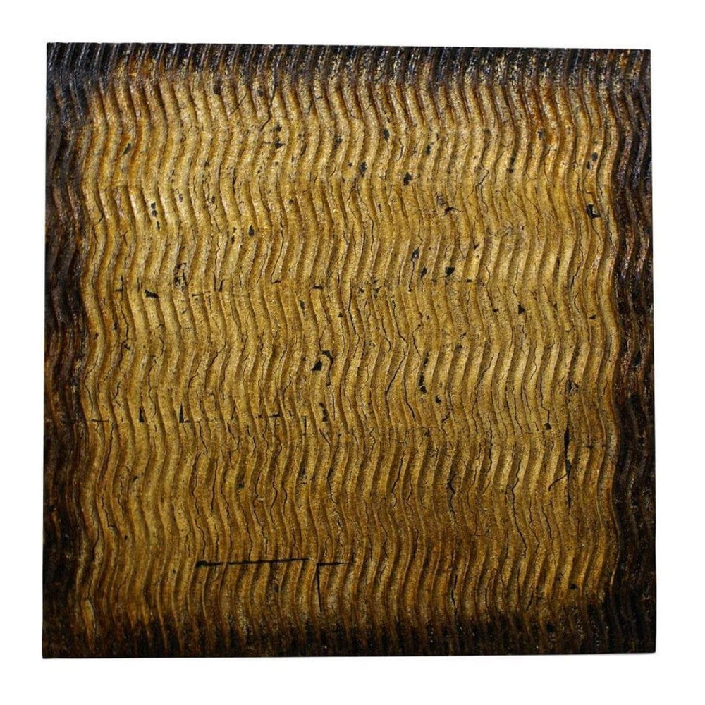 24" X 24" X 1" Raw Wood Look Gold Finish Square Wall Art Medium - Homeroots