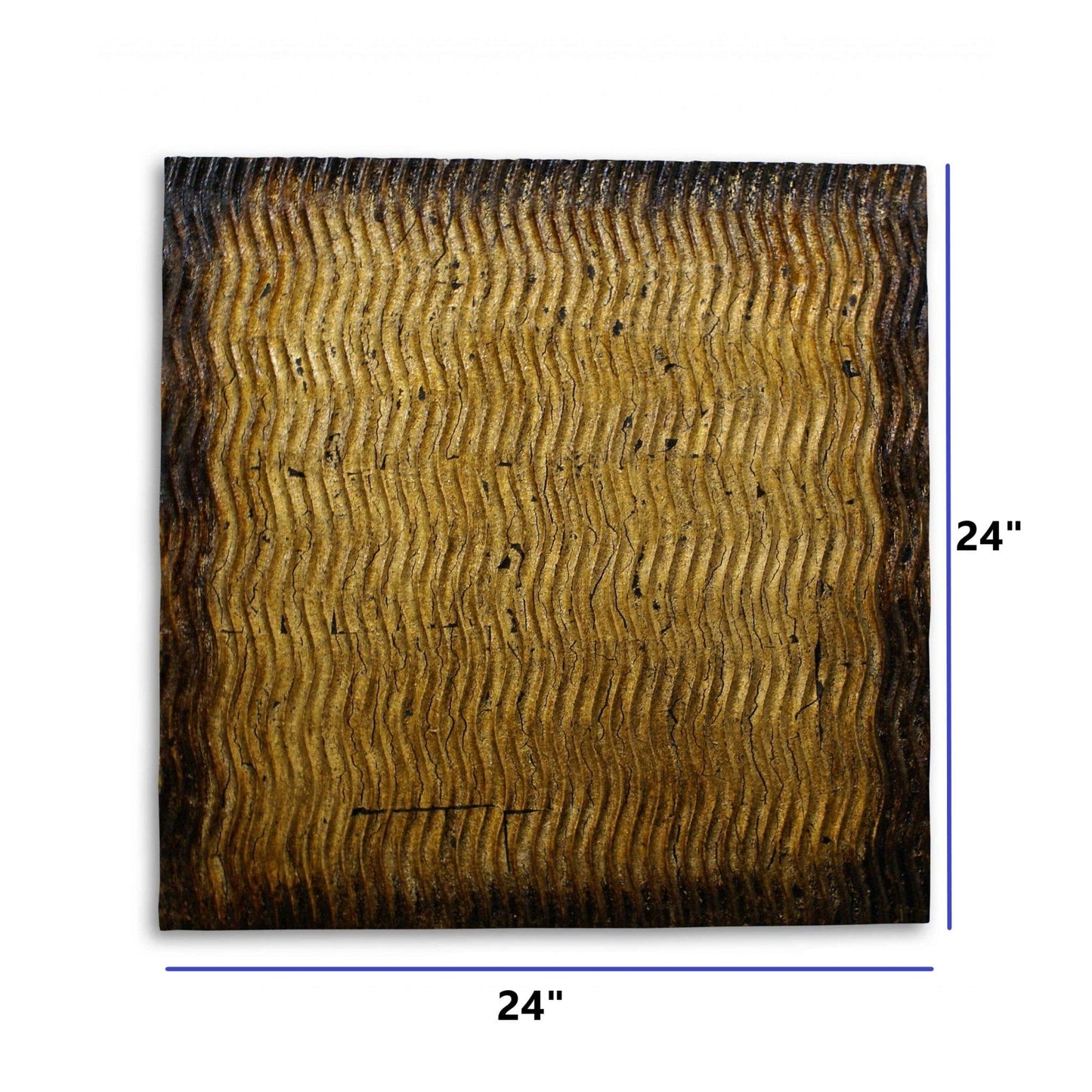 24" X 24" X 1" Raw Wood Look Gold Finish Square Wall Art Medium - Homeroots - Flyclothing LLC