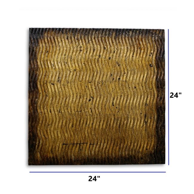 24" X 24" X 1" Raw Wood Look Gold Finish Square Wall Art Medium - Homeroots - Flyclothing LLC