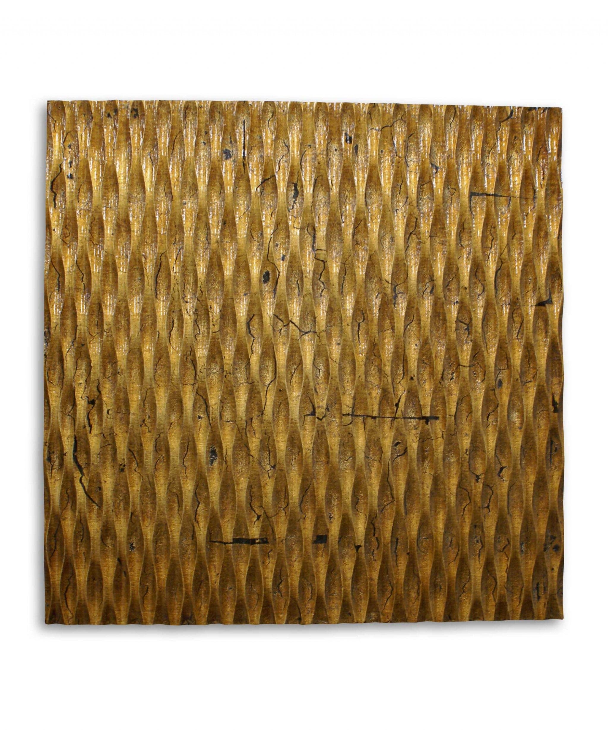 36" X 36" X 1" Raw Wood Look Gold Finish Square Wall Art - Homeroots - Flyclothing LLC