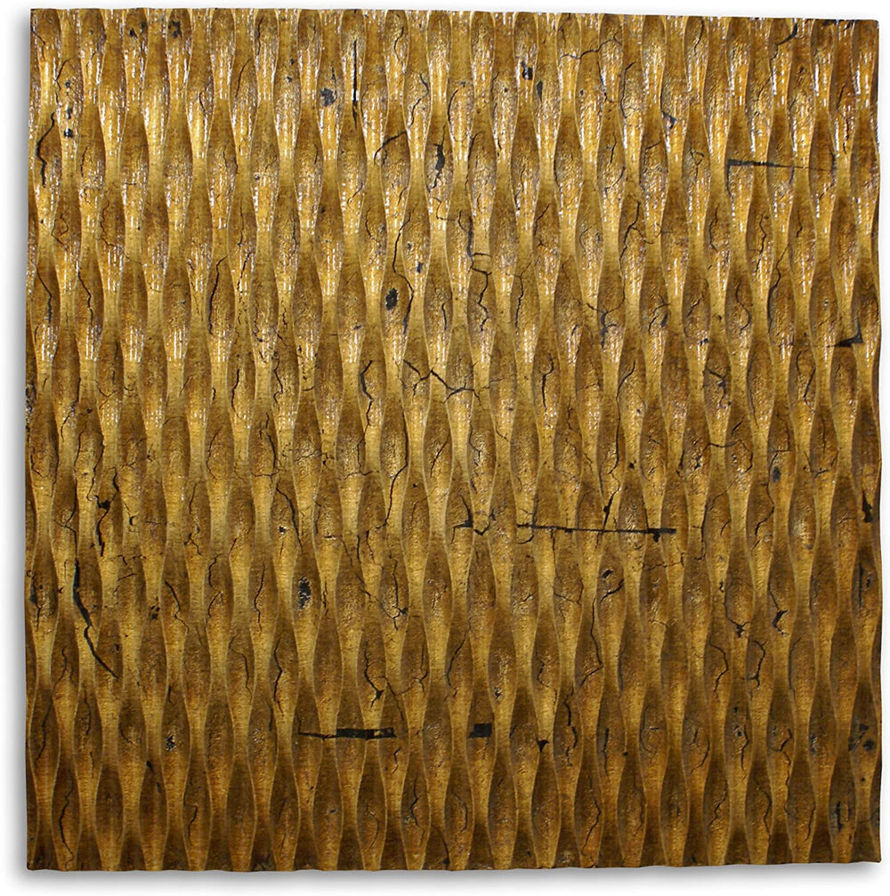 36" X 36" X 1" Raw Wood Look Gold Finish Square Wall Art - Homeroots