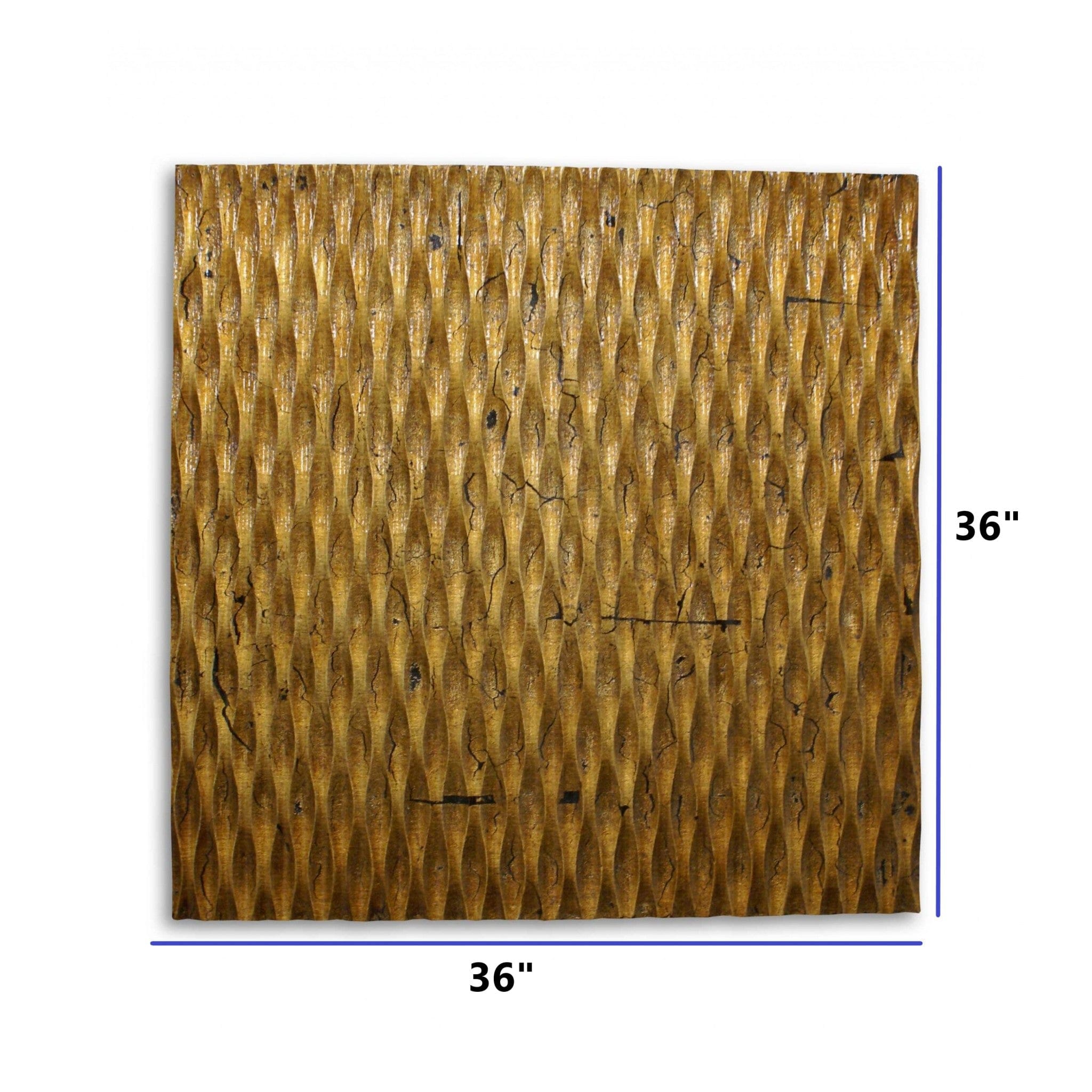 36" X 36" X 1" Raw Wood Look Gold Finish Square Wall Art - Homeroots - Flyclothing LLC