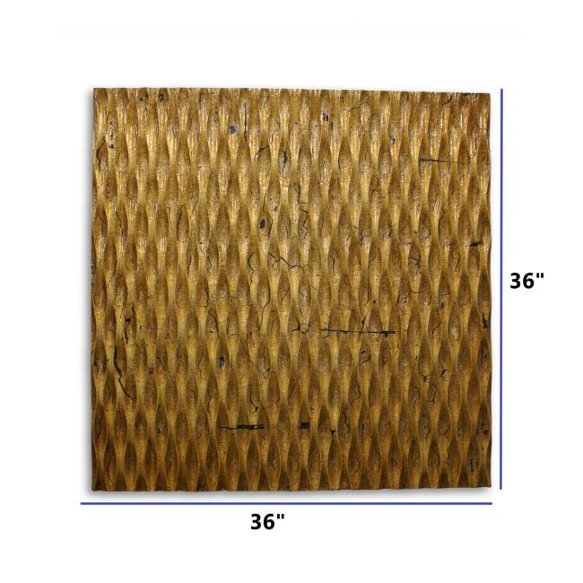 36" X 36" X 1" Raw Wood Look Gold Finish Square Wall Art - Homeroots - Flyclothing LLC
