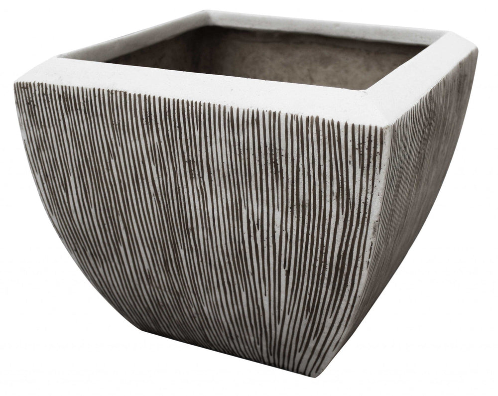 Large Distressed And Ribbed Flower Pot Planter - Homeroots
