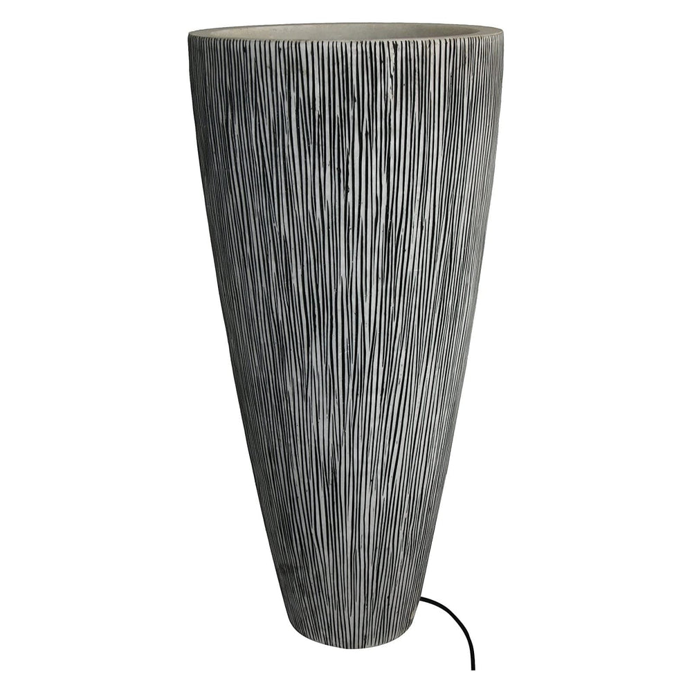 1 X 18 X 39 Gray Sandstone Ribbed Long Conical  Planter With Light - Homeroots