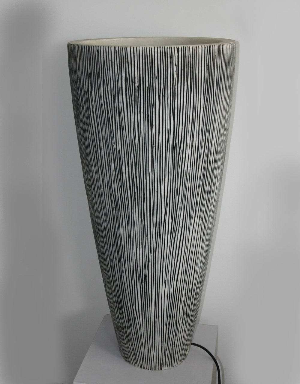 1 X 18 X 39 Gray Sandstone Ribbed Long Conical Planter With Light - Homeroots - Flyclothing LLC