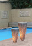 1 X 18 X 39 Gray Sandstone Ribbed Long Conical  Planter With Light - Homeroots