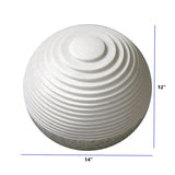 1 X 14 X 12 White Round With Lines And Light - Outdoor Ball - Homeroots