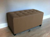 15" Tan Upholstered Faux Leather Bench - Homeroots