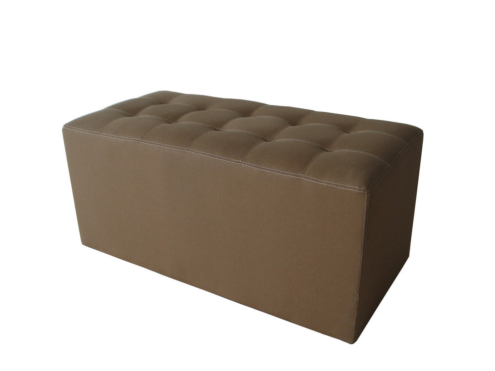 15" Tan Upholstered Faux Leather Bench - Homeroots