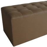15" Tan Upholstered Faux Leather Bench - Homeroots