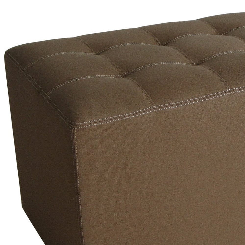 15" Tan Upholstered Faux Leather Bench - Homeroots