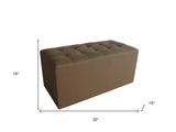 15" Tan Upholstered Faux Leather Bench - Homeroots