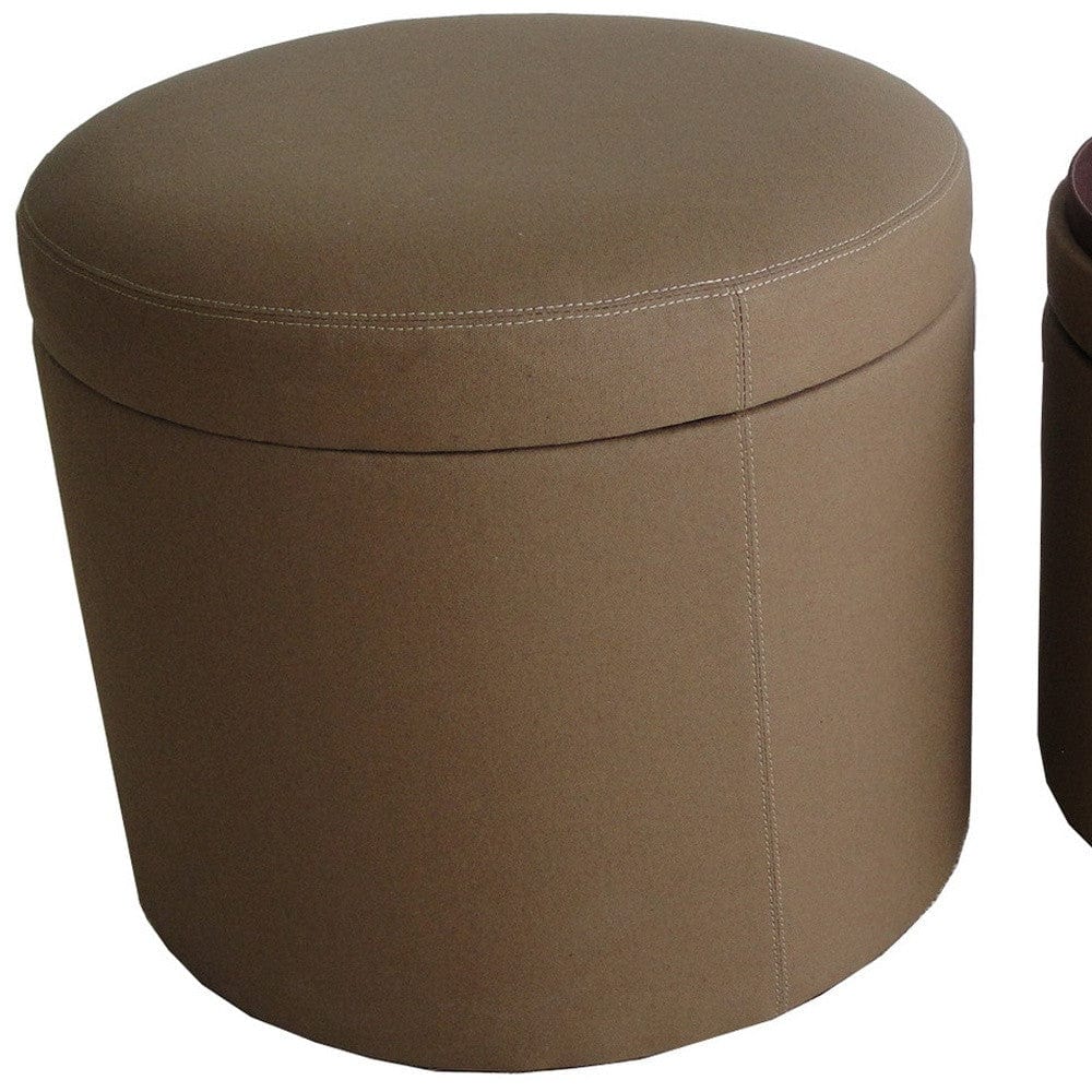 1" Tan Faux Leather Round Storage - Homeroots - Flyclothing LLC