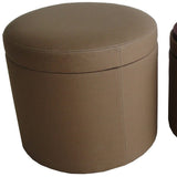 1" Tan Faux Leather Round Storage - Homeroots
