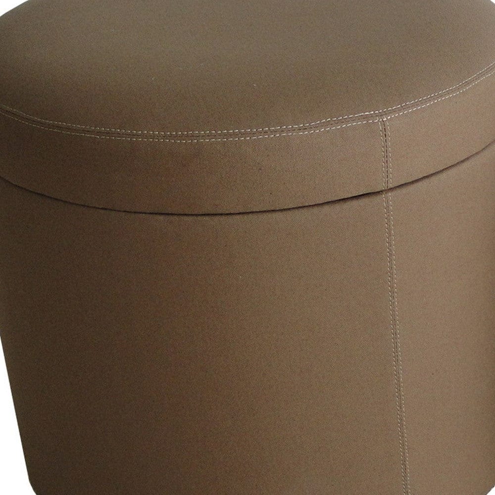1" Tan Faux Leather Round Storage - Homeroots - Flyclothing LLC