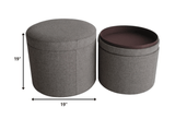 1" Gray Faux Leather Round Storage - Homeroots - Flyclothing LLC