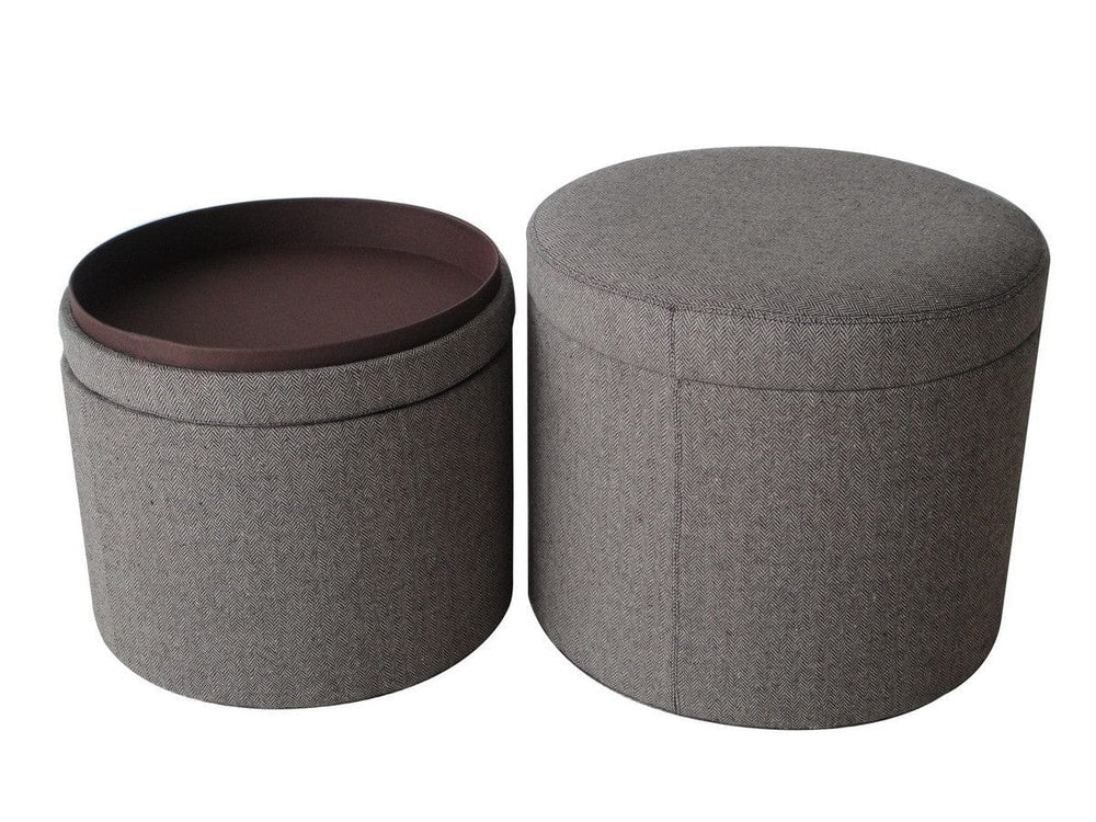 1" Gray Faux Leather Round Storage - Homeroots - Flyclothing LLC