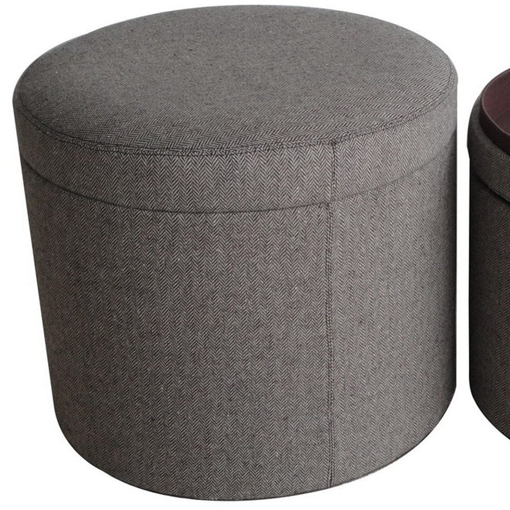 1" Gray Faux Leather Round Storage - Homeroots - Flyclothing LLC
