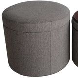1" Gray Faux Leather Round Storage - Homeroots