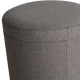 1" Gray Faux Leather Round Storage - Homeroots