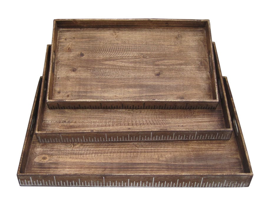 Set of Three Brown Wood Serving Tray - Homeroots - Flyclothing LLC