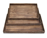 Set of Three Brown Wood Serving Tray - Homeroots