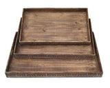 Set of Three Brown Wood Serving Tray - Homeroots