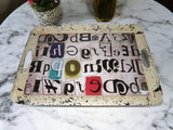 20" White Black Gold and Red Metal Abstract Serving Tray - Homeroots