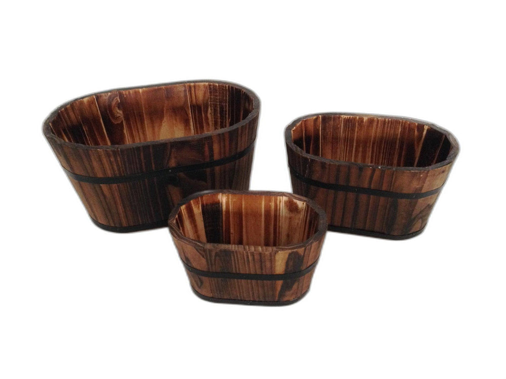 1" X 10" X 7" Brown, Wood Garden Planter - 3 Piece - Homeroots - Flyclothing LLC