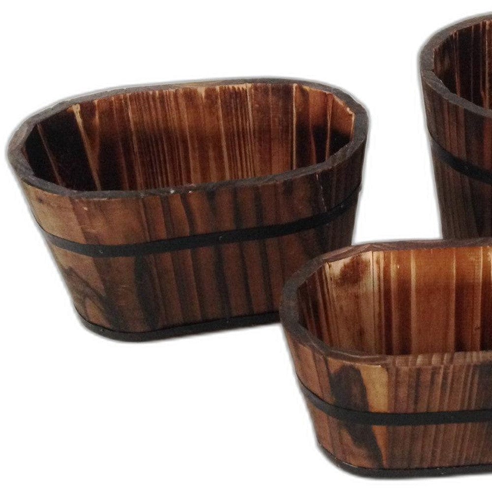 1" X 10" X 7" Brown, Wood Garden Planter - 3 Piece - Homeroots - Flyclothing LLC
