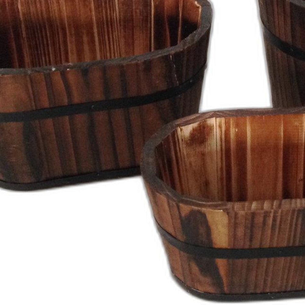 1" X 10" X 7" Brown, Wood Garden Planter - 3 Piece - Homeroots - Flyclothing LLC