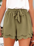 Tied Layered Scalloped Hem Shorts - Trendsi