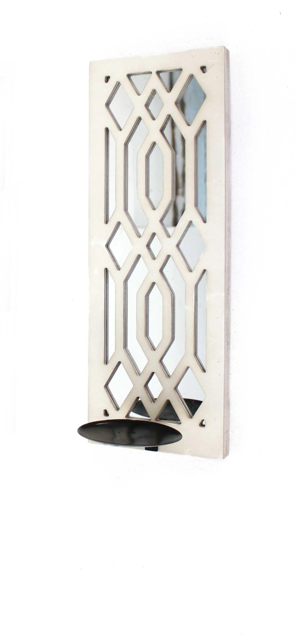 17.25 X 5.25 X 6.25 White Wooden Cross - Candle Holder Sconce - Homeroots